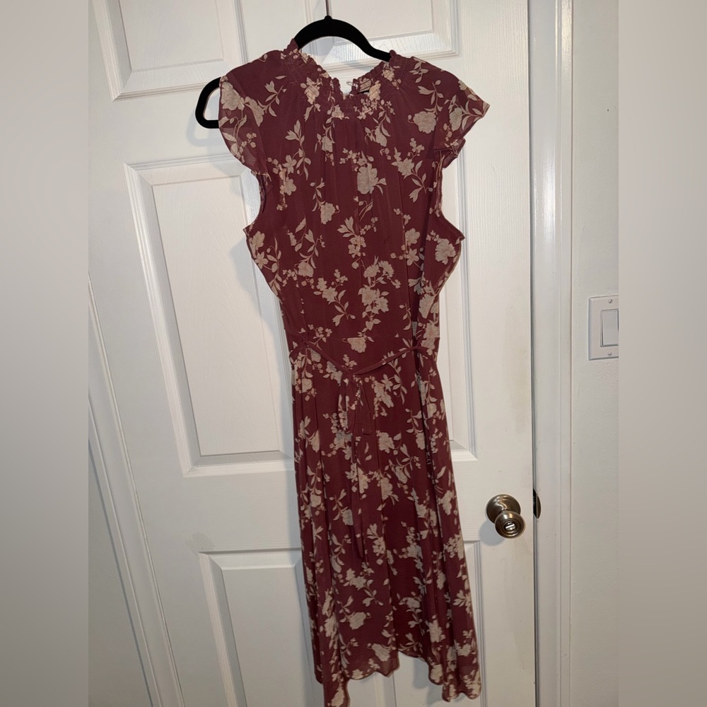 Nina Leonard Burgundy Floral Dress